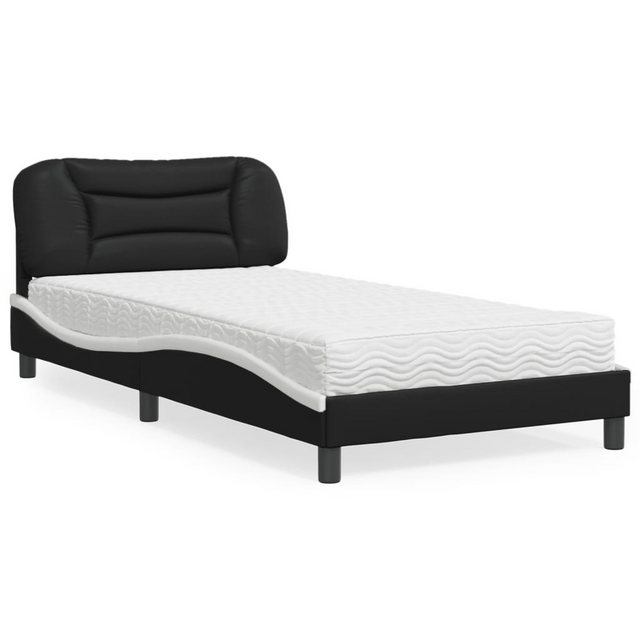 vidaXL Bett Bett mit Matratze Schwarz und Weiß 100x200 cm Kunstleder günstig online kaufen