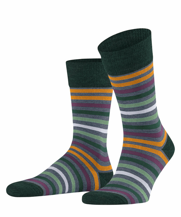 FALKE Tinted Stripe Herren Socken, 39-42, Blau, Streifen, Schurwolle, 13279 günstig online kaufen