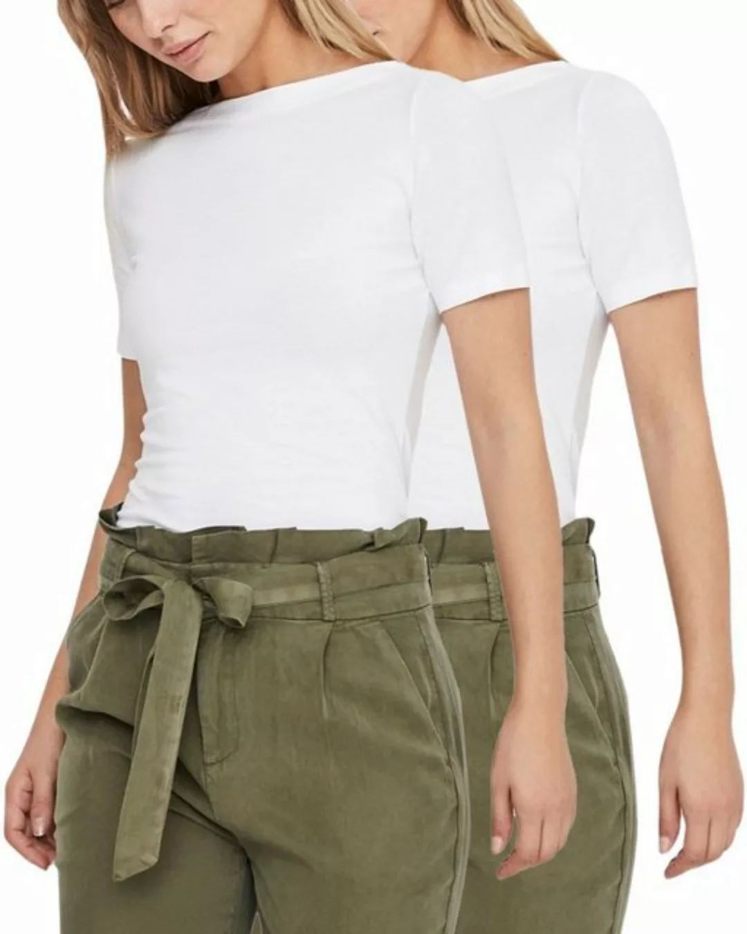 Vero Moda T-Shirt Stilvolles Damen-Shirt mit U-Boot Ausschnitt (2er-Pack) i günstig online kaufen