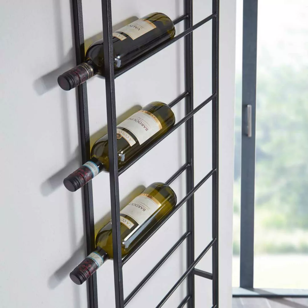 Wand Regal für Weinflaschen in Schwarz Industry und Loft Stil günstig online kaufen