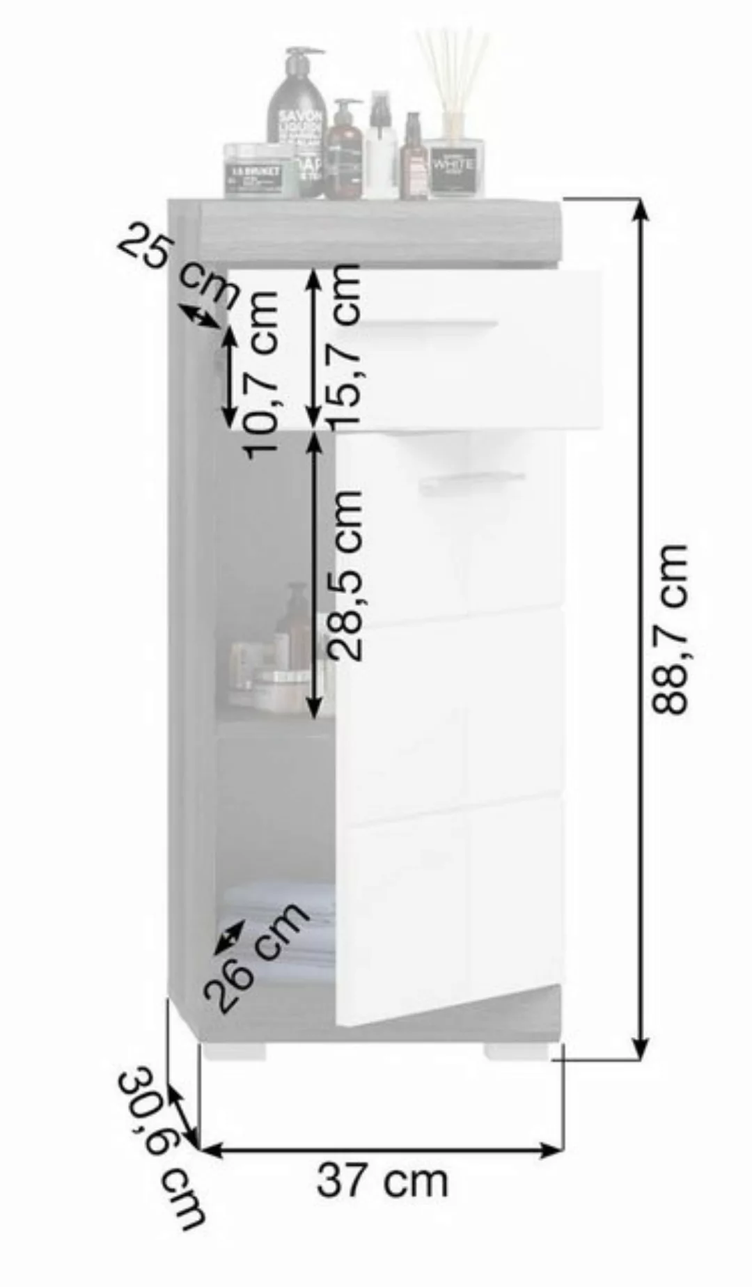 xonox.home Unterschrank Scout (Badezimmer Kommode weiß und grau, B/H ca.: 3 günstig online kaufen