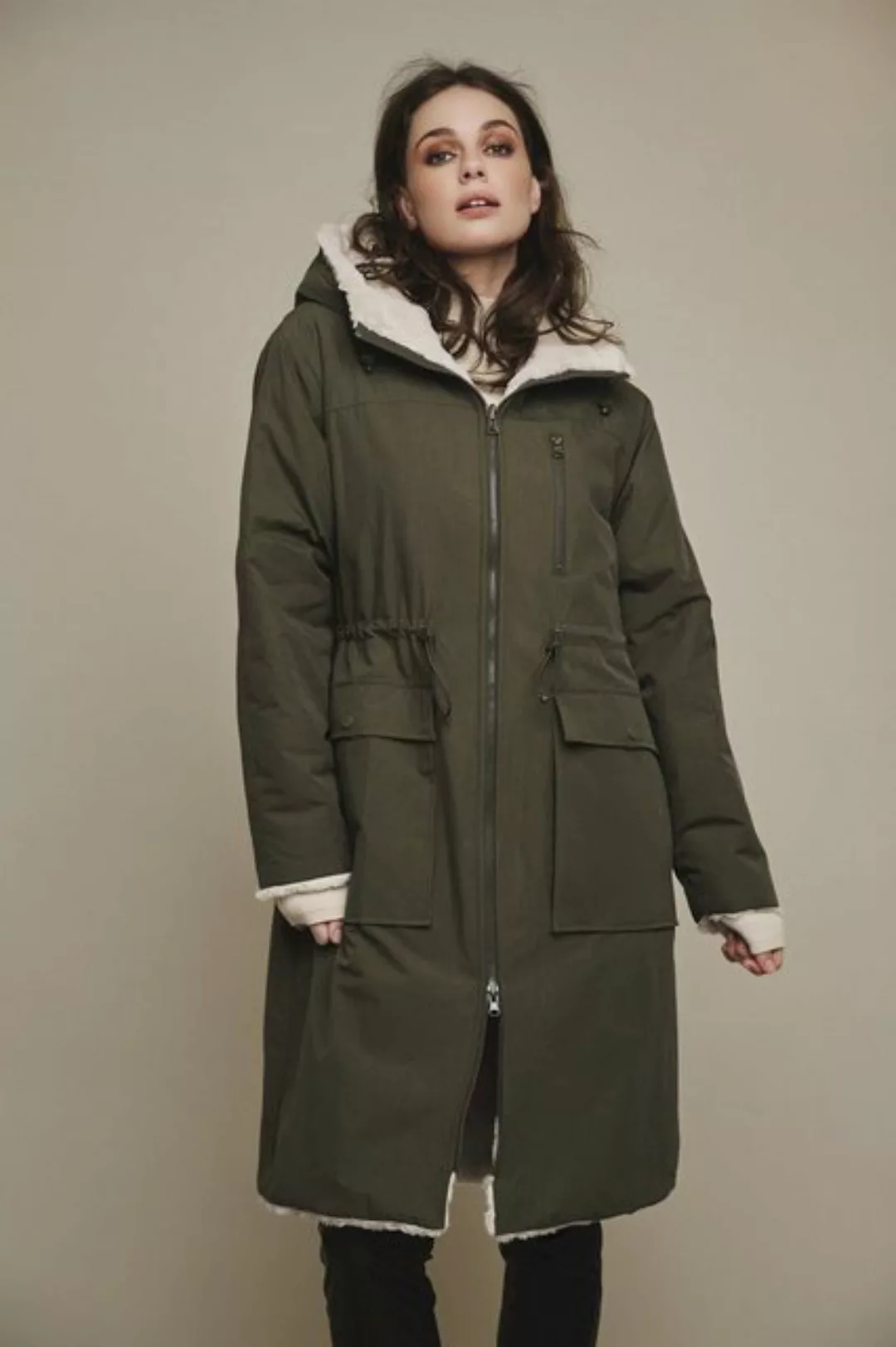 Rino & Pelle Langmantel Reversible long hooded coat with faux fur lining günstig online kaufen