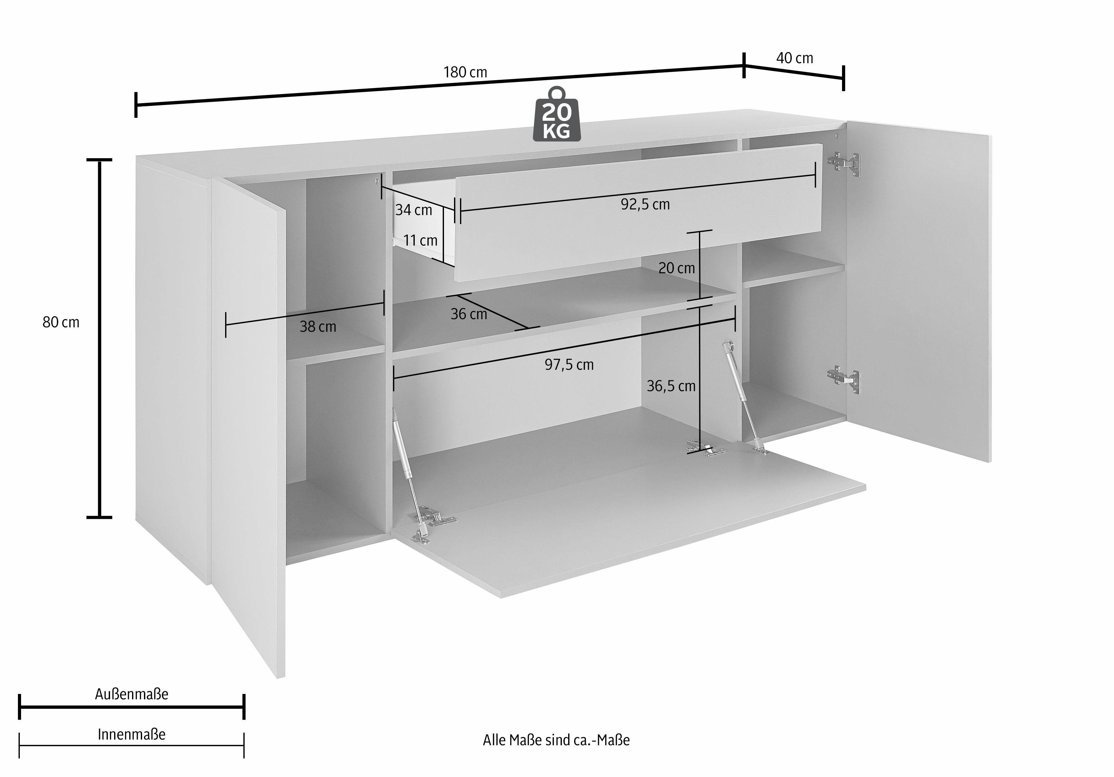 INOSIGN Sideboard Potenza, Breite 180 cm, günstig online kaufen