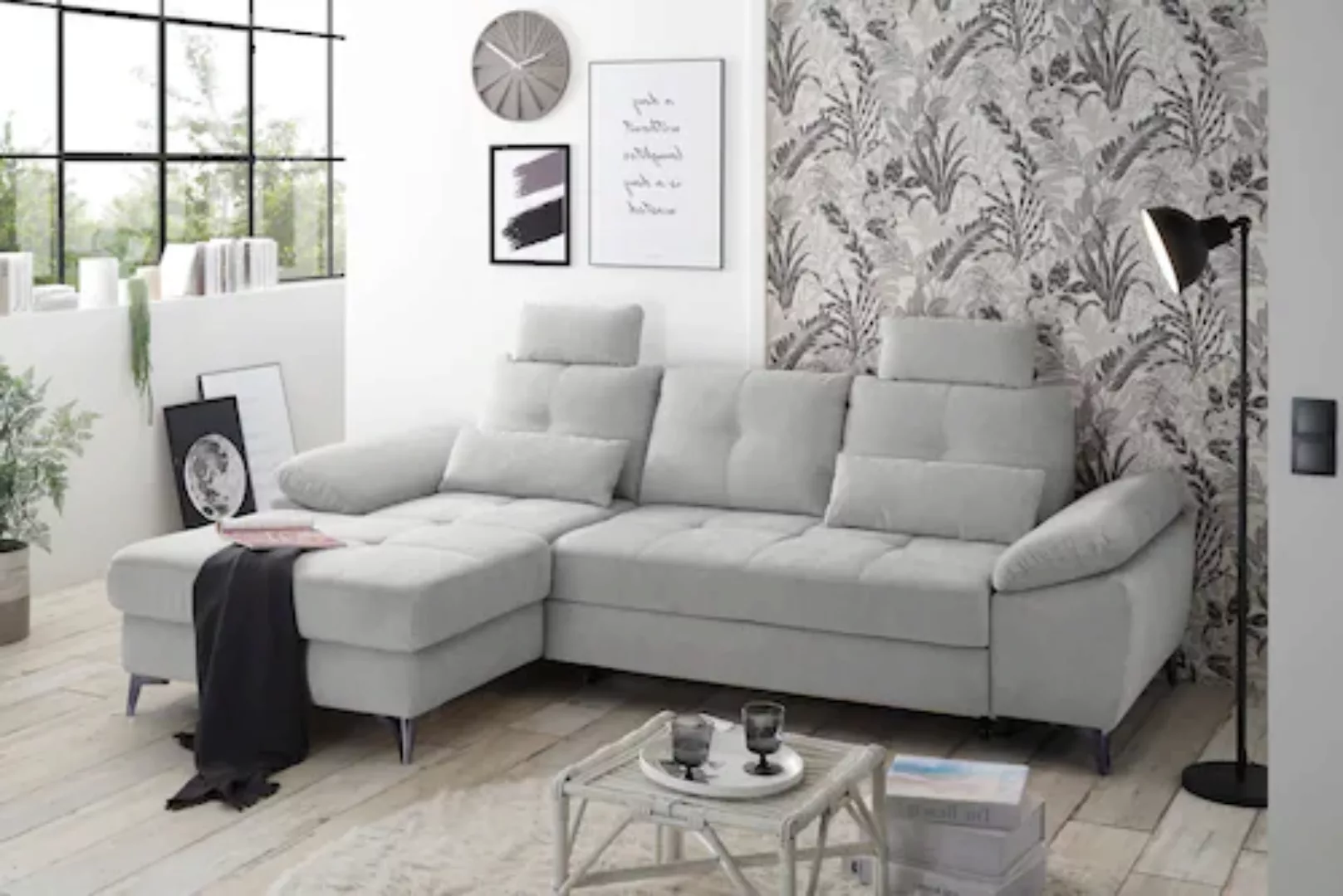 ED EXCITING DESIGN Ecksofa "Auckland L-Form", mit Bettfunktion, Bettkasten, günstig online kaufen