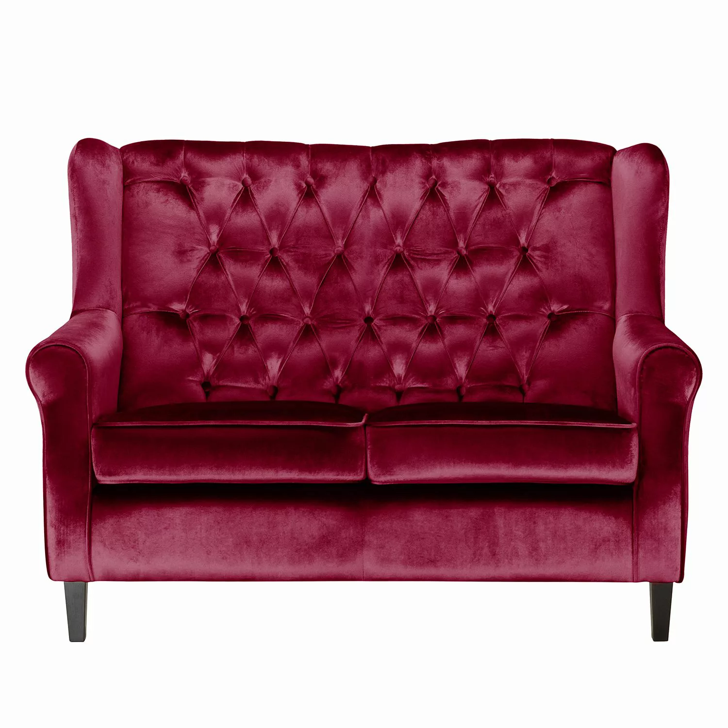 home24 Maison Belfort Sofa Luro 2-Sitzer Rot Samt 146x102x85 cm günstig online kaufen