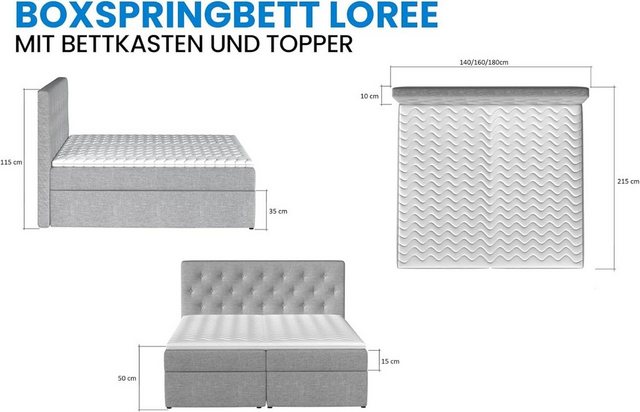 Best for Home Boxspringbett mit Bettkasten Vivre Bonellfederkern inkl. 4 cm günstig online kaufen