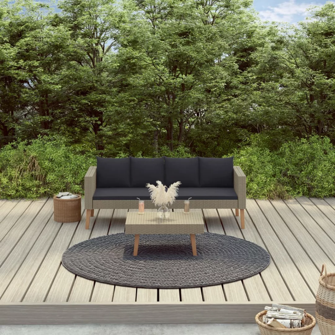 2-tlg. Garten-lounge-set Mit Auflagen Poly Rattan Beige günstig online kaufen