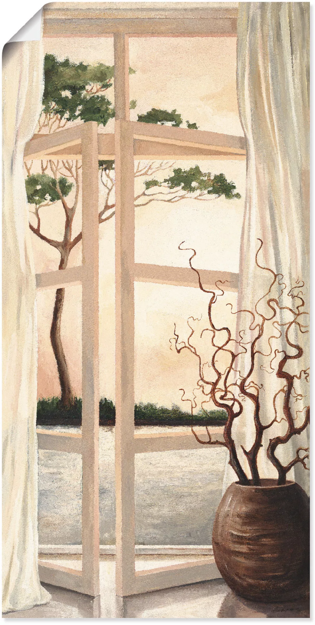 Artland Wandbild "Fensterbild Toskanischer Sonnenuntergang", Fensterblick, günstig online kaufen