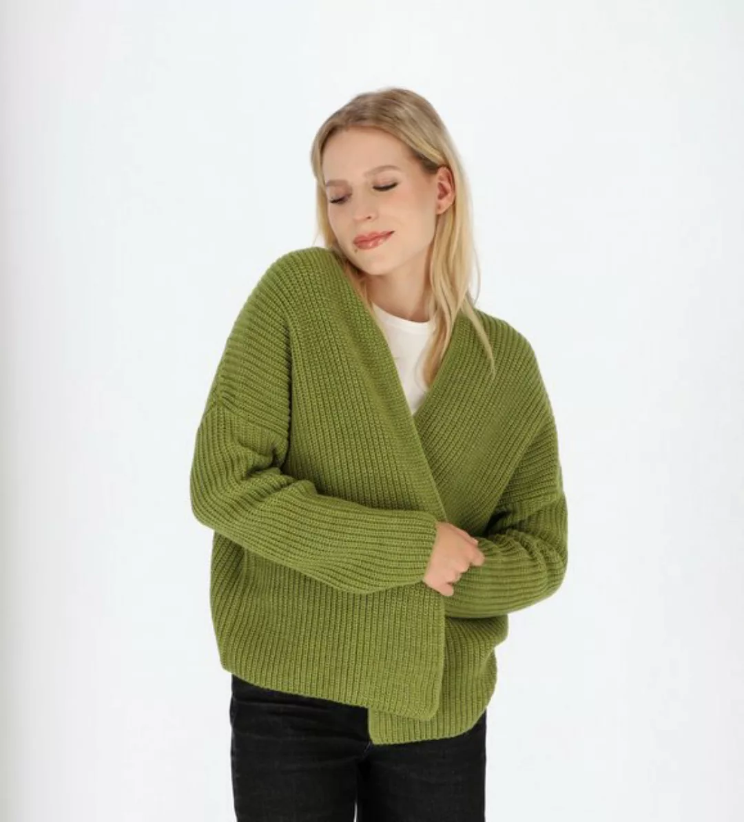 halsüberkopf Accessoires Strickjacke vorne offen aus hochwertigem Wollmix! günstig online kaufen