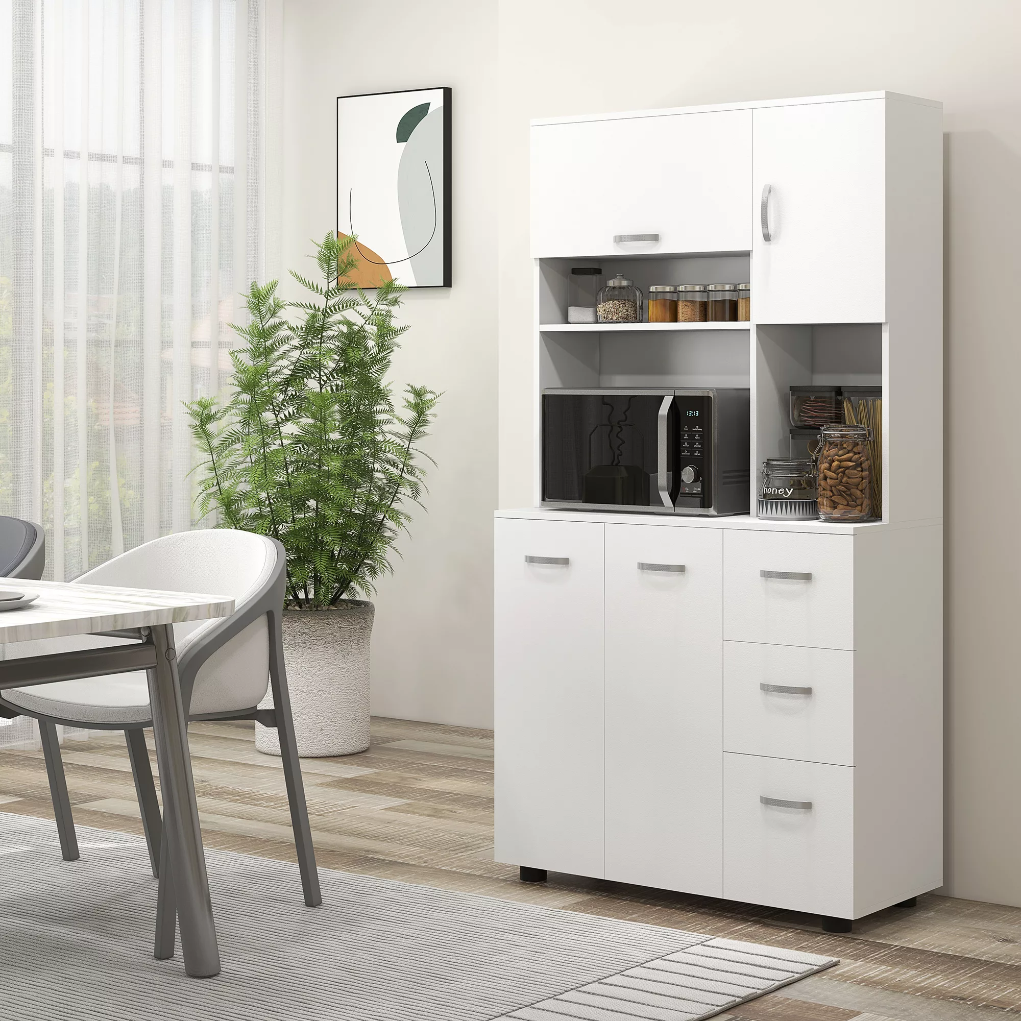 HOMCOM Küchenschrank freistehend, 89 x 39,5 x 168 cm, Buffetschrank modern günstig online kaufen