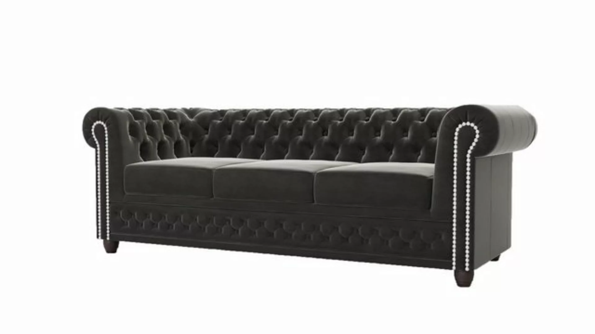 S-Style Möbel Chesterfield-Sofa Chesterfield Lena 3 sitzer Sofa aus Samt-St günstig online kaufen