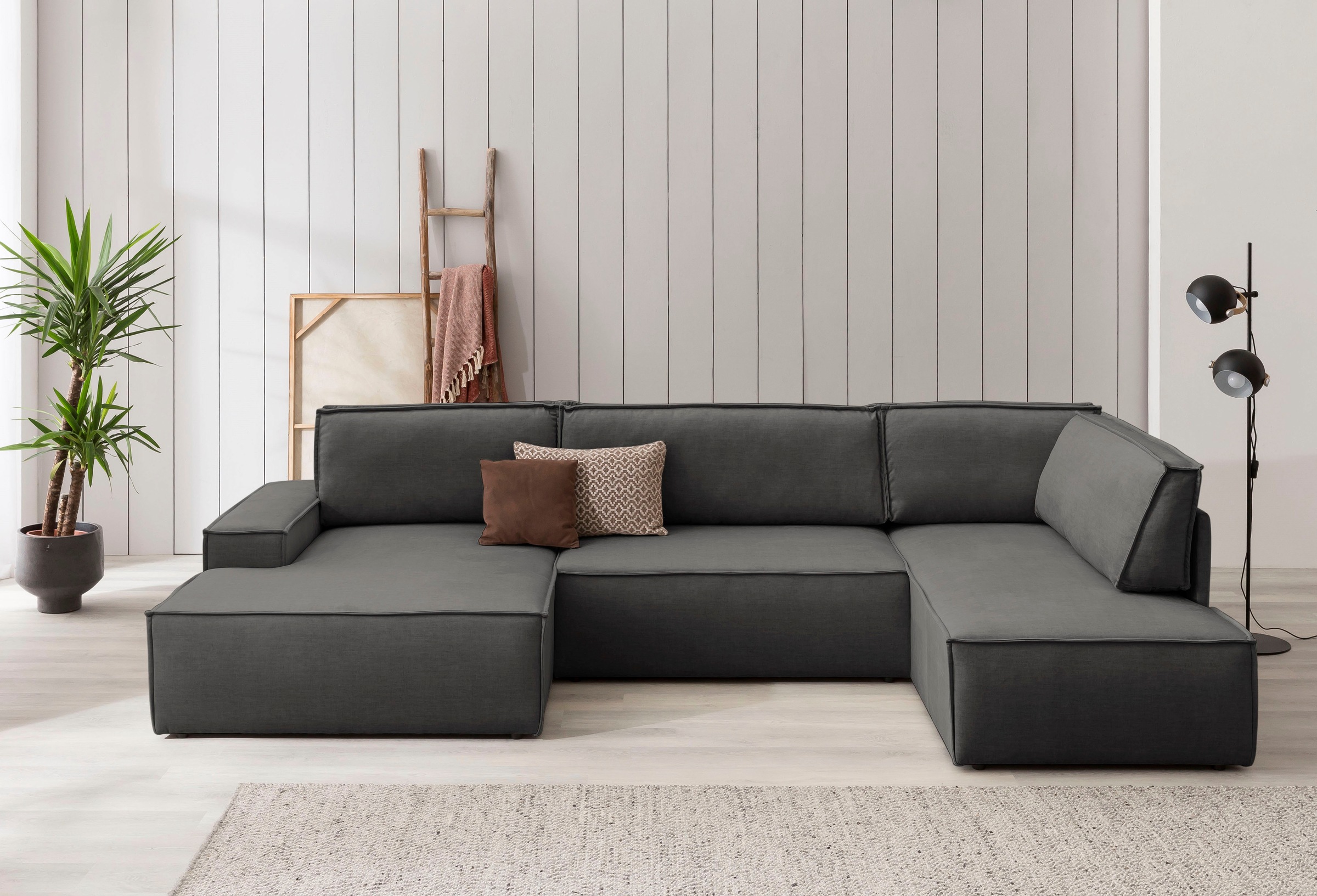 Home affaire Wohnlandschaft "SHERWOOD XXL 329 cm, U-Form, Schlafsofa,", Sch günstig online kaufen