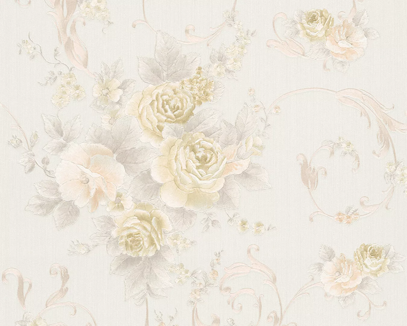 Bricoflor Vlies Rosentapete in Creme Silber Florale Tapete mit Rosen Romant günstig online kaufen