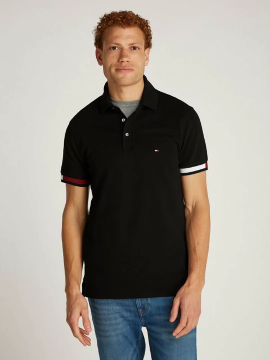 Tommy Hilfiger Poloshirt FLAG CUFF SLIM POLO mit Kontrast-Details günstig online kaufen