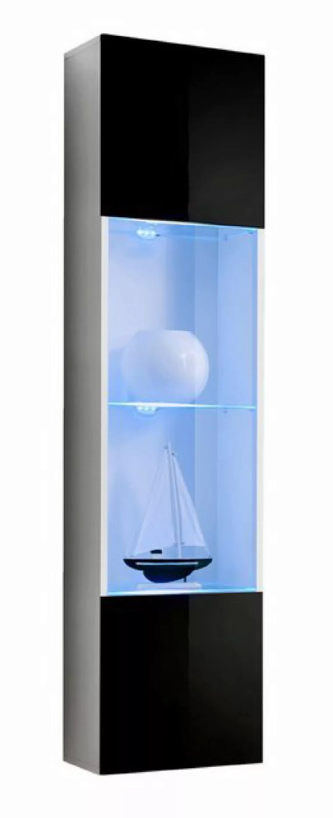 ASM-Moebel Hängevitrine Hängevitrine Glasvitrine FLY I Hochglanz Led Push-C günstig online kaufen