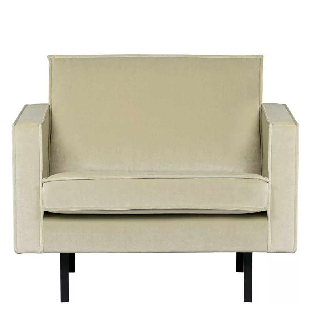 Wohnzimmer Sessel in Graugrün Samt Vierfußgestell aus Metall günstig online kaufen
