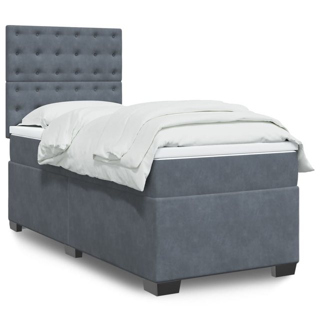 furnicato Bettgestell Boxspringbett mit Matratze Dunkelgrau 90x190 cm Samt günstig online kaufen