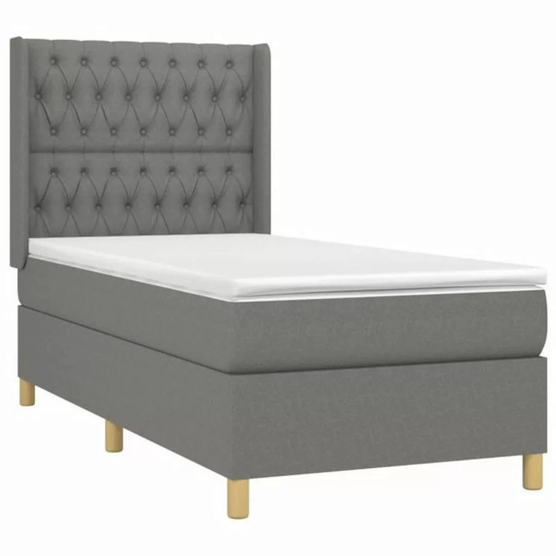 vidaXL Boxspringbett Boxspringbett mit Matratze LED Dunkelgrau 90x190 cm St günstig online kaufen