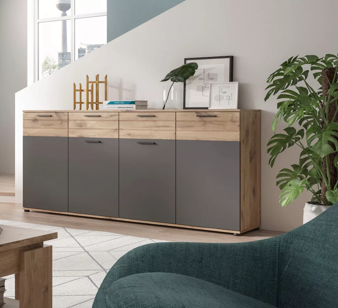 INOSIGN Sideboard "Riga, Breite 180cm, 4 Türen, 2 Schubkästen, 6 Einlegeböd günstig online kaufen