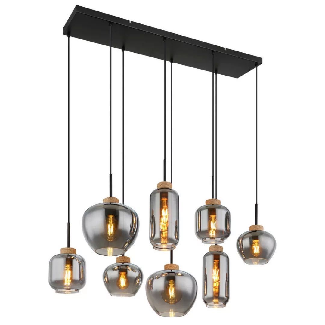 GLOBO Pendelleuchte schwarz natur Metall Hanfseil B/H/T: ca. 40x120x105 cm günstig online kaufen