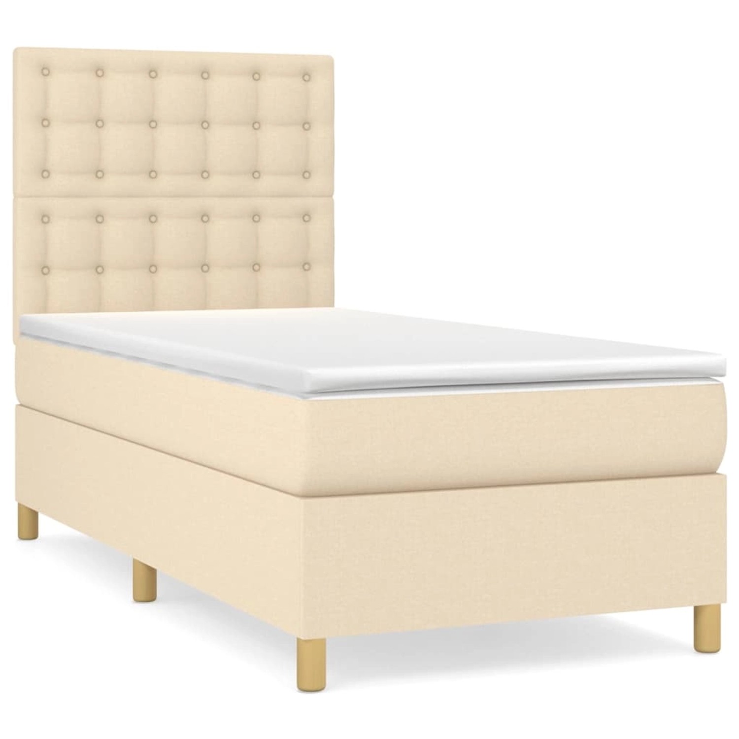 vidaXL Boxspringbett Boxspringbett mit Matratze Creme 90x200 cm Stoff Bett günstig online kaufen