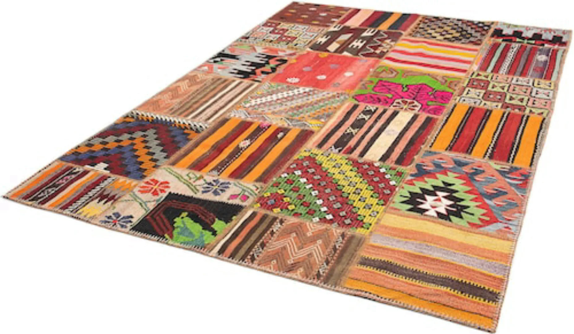 morgenland Wollteppich »Patchwork Patchwork 240 x 170 cm«, rechteckig, Kurz günstig online kaufen