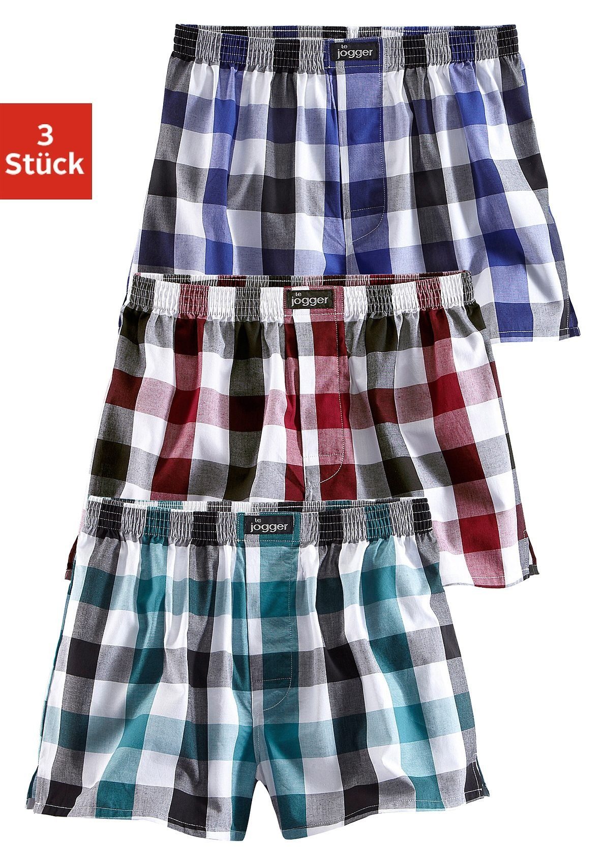 le jogger® Webboxer (Packung, 3-St) farbig günstig online kaufen