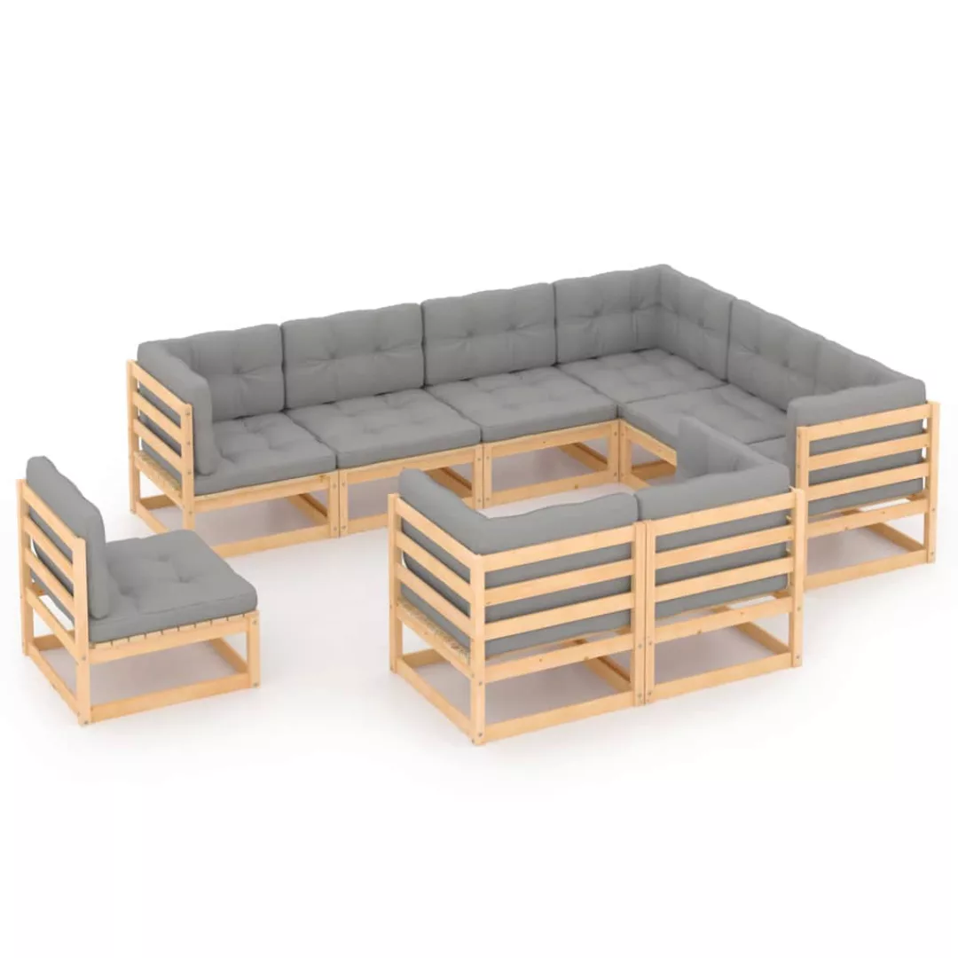 9-tlg. Garten-lounge-set Mit Kissen Kiefer Massivholz günstig online kaufen