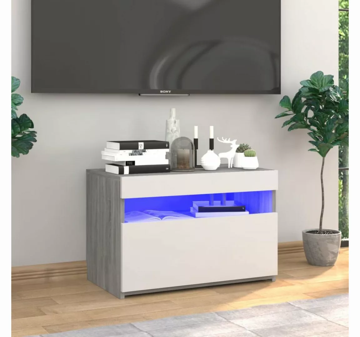 vidaXL TV-Schrank TV-Schrank mit LED Leuchten Grau Sonoma 60x35x40 cm Lowbo günstig online kaufen