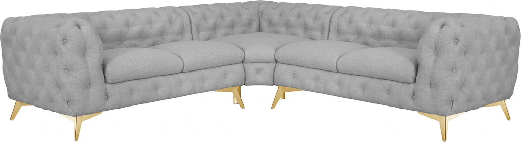 Leonique Chesterfield-Sofa "Ecksofa GLYNIS L-Form mit Wellenunterfederung, günstig online kaufen