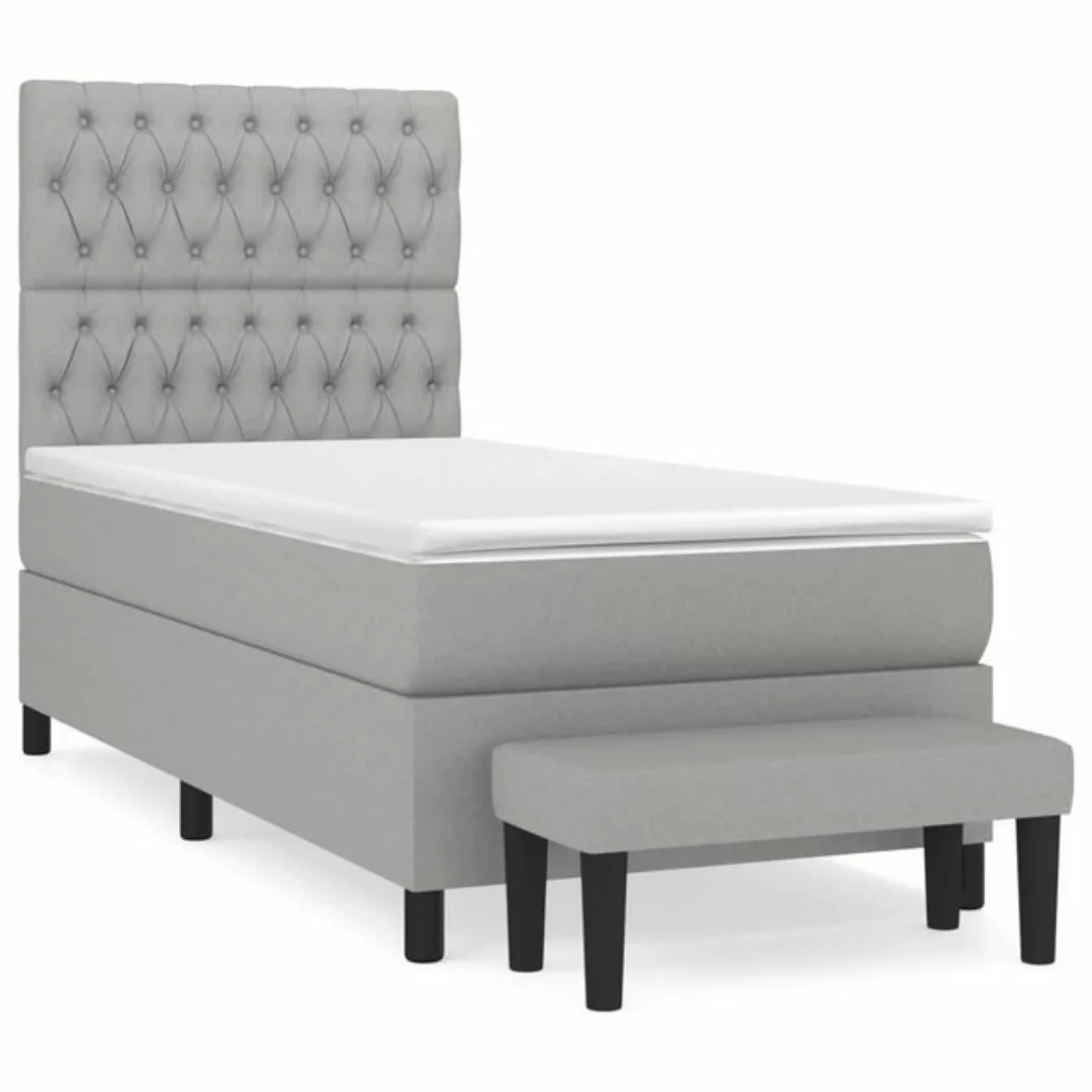 vidaXL Boxspringbett Boxspringbett mit Matratze Hellgrau 90x190 cm Stoff Be günstig online kaufen