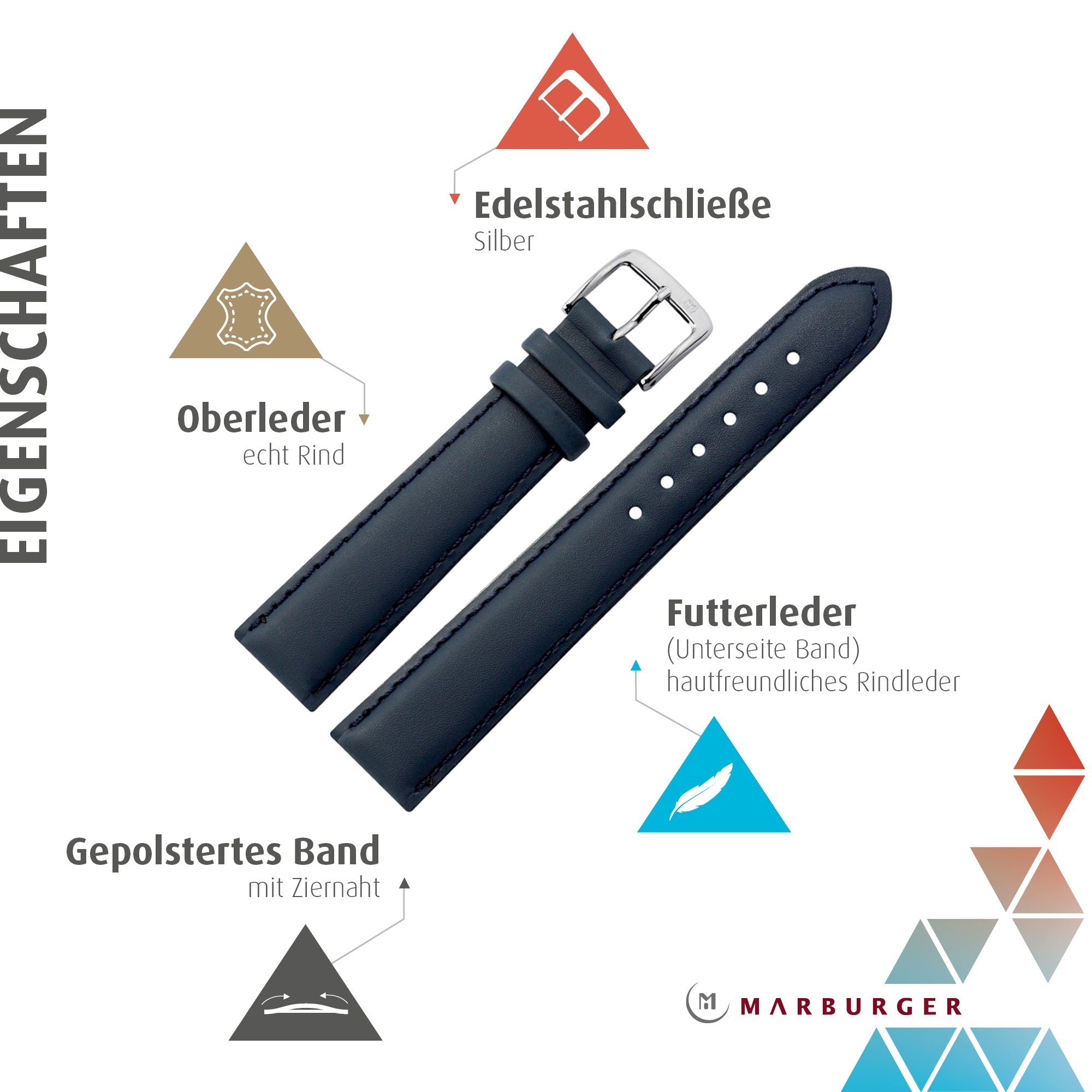 MARBURGER Uhrenarmband 20mm Leder günstig online kaufen