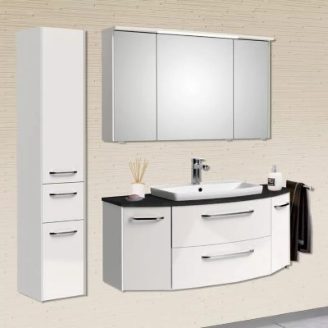 Lomadox Badezimmermöbel Set SEVILLA-66 in weiß Hochglanz mit LED Beleuchtun günstig online kaufen