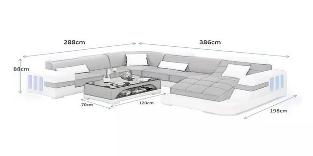 Xlmoebel Ecksofa Designer-Sofa in U-Form aus Leder für die Wohnlandschaft., günstig online kaufen