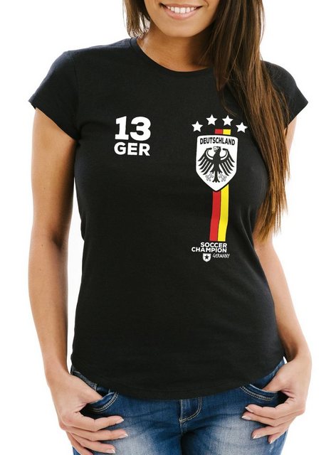 MoonWorks Print-Shirt Damen T-Shirt Fanshirt Fußball EM WM Deutschland Trik günstig online kaufen