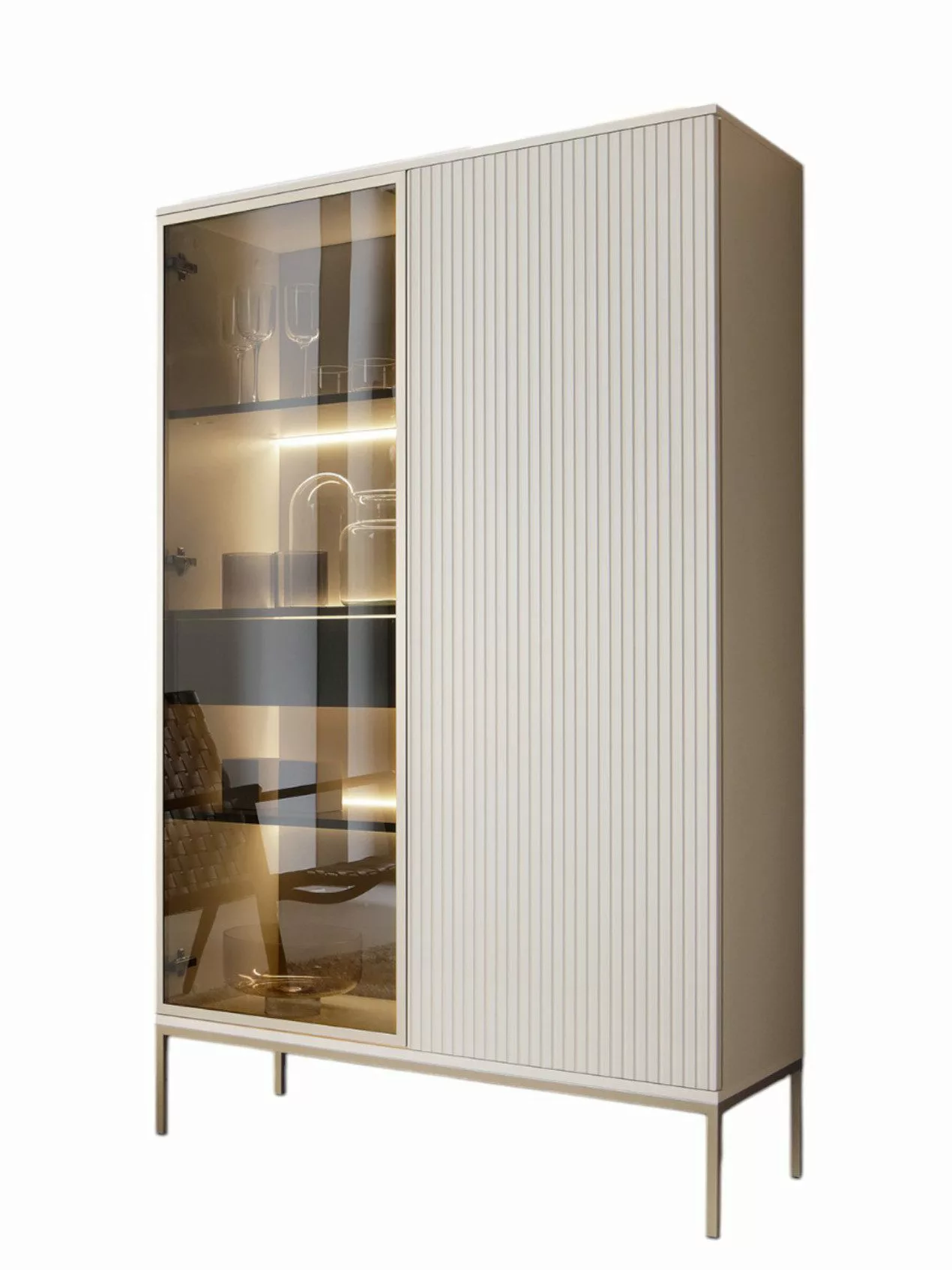 Compleo Vitrine LINO Standvitrine mit Schublade, günstig online kaufen