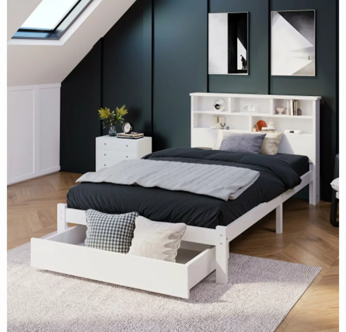 XDeer Einzelbett Massivholz Einzelbett mit Schubladen und Lattenrost, Büche günstig online kaufen