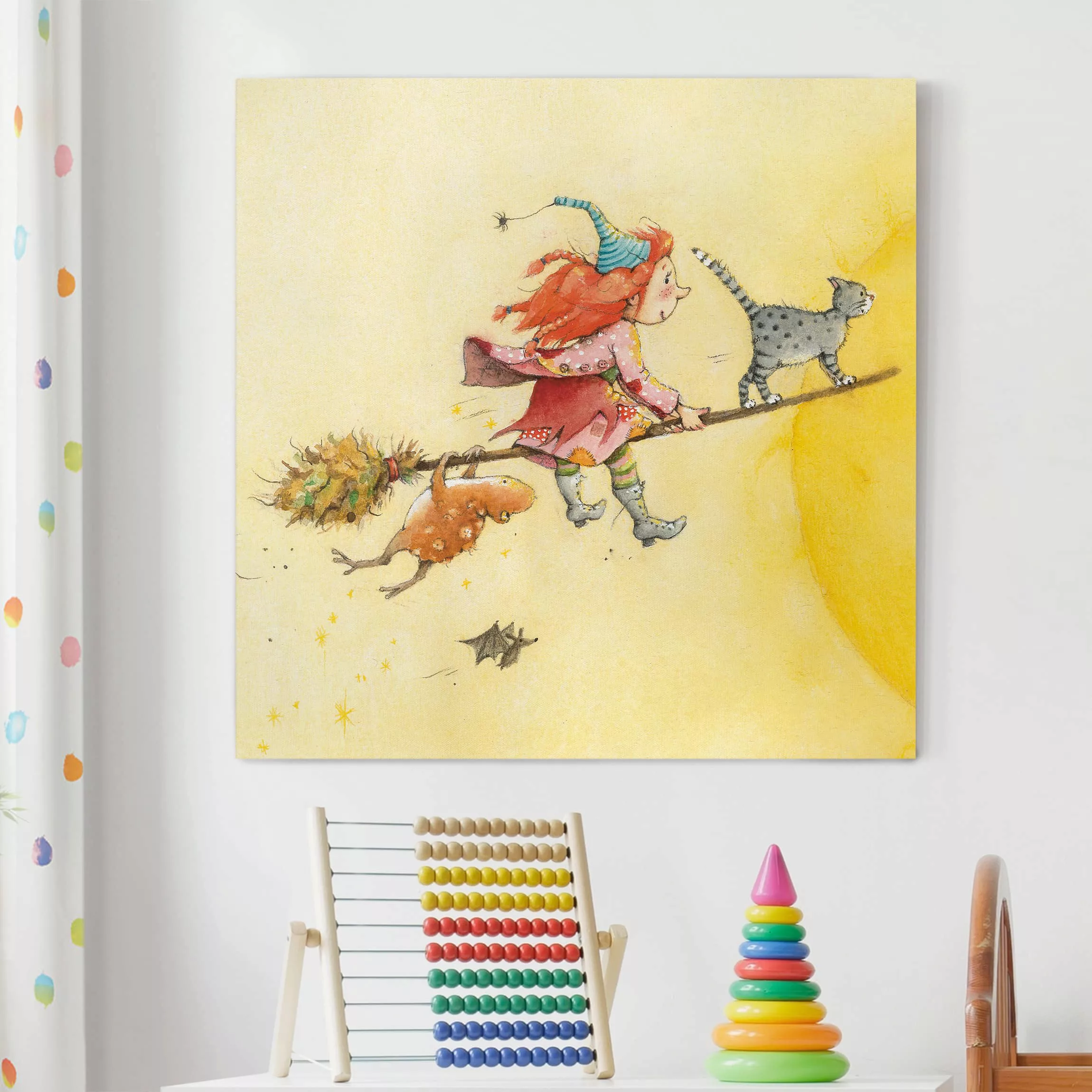 Leinwandbild Kinderzimmer - Quadrat Frida die kleine Waldhexe - Frida und K günstig online kaufen