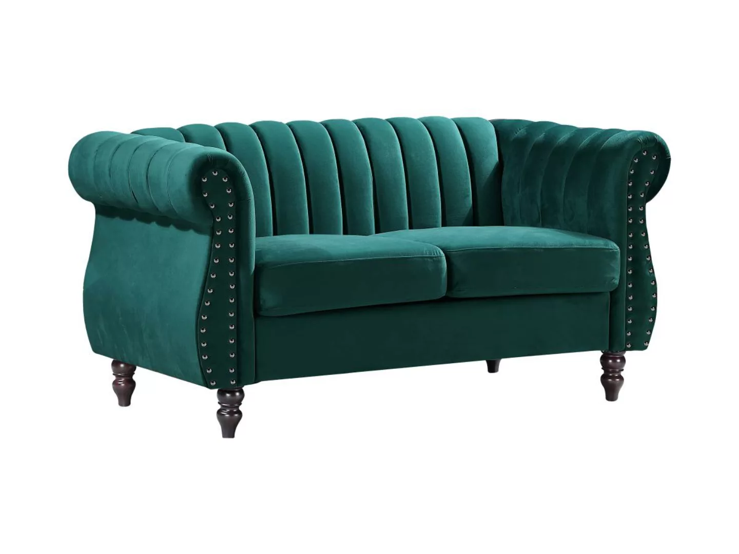 Chesterfield-Sofa - 2-Sitzer - Samt - Smaragdgrün - TRUMBO günstig online kaufen