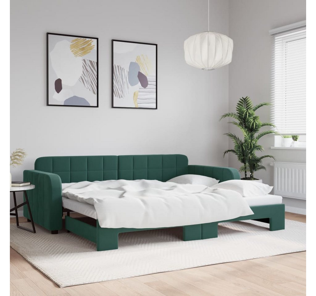 vidaXL Gästebett Gästebett Tagesbett Ausziehbar Dunkelgrün 90x200 cm Samt B günstig online kaufen