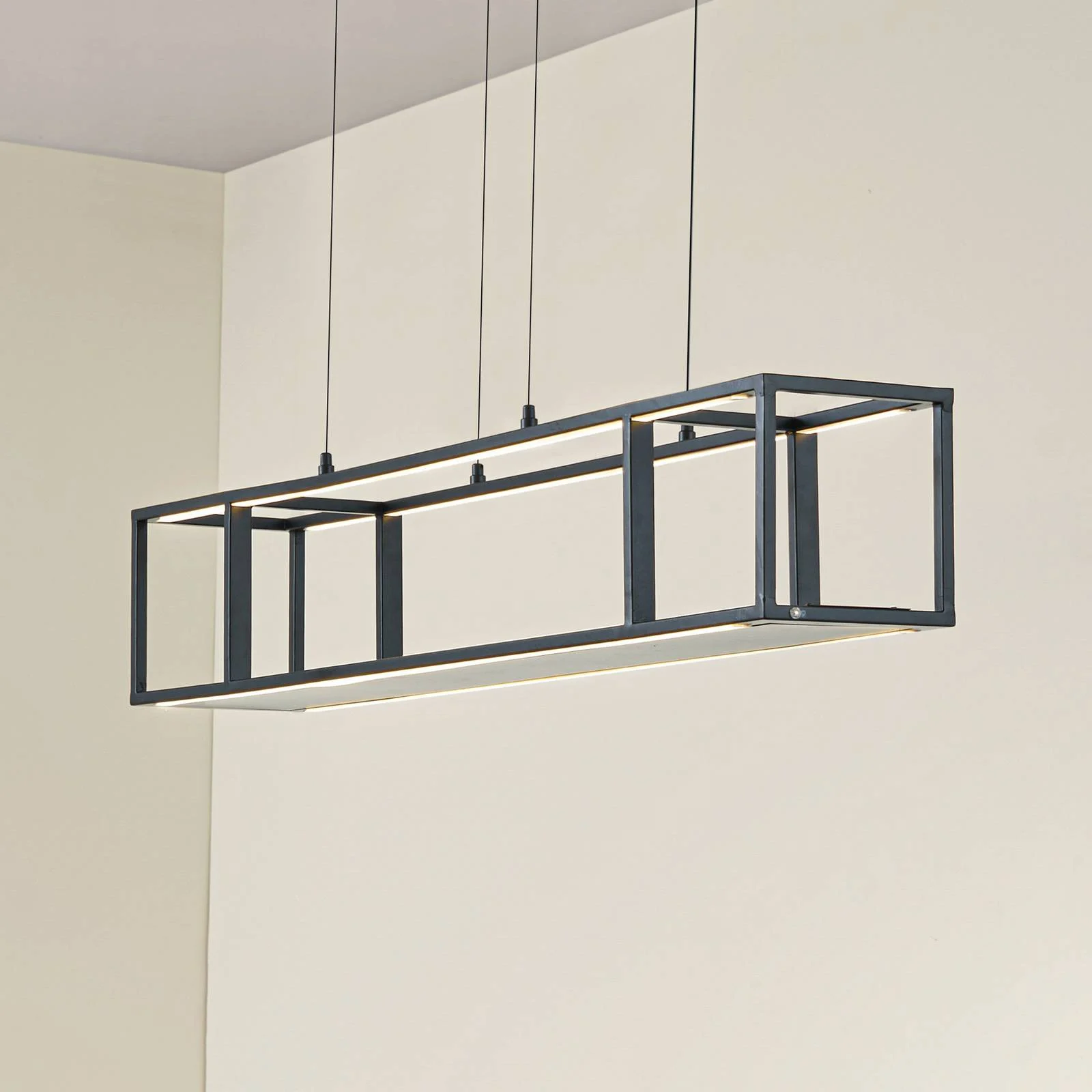 Lucande LED-Hängeleuchte Estante, schwarz, dimmbar, CCT günstig online kaufen