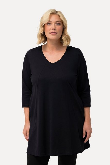 Ulla Popken Longshirt Longshirt Ziernähte A-Linie V-Ausschnitt 3/4-Arm günstig online kaufen