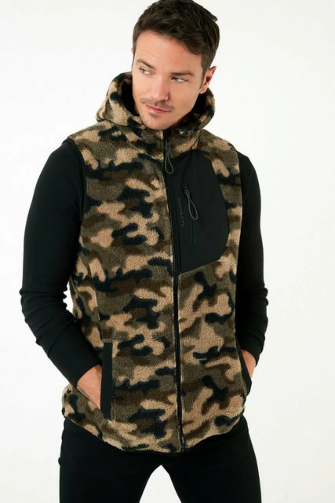 Buratti Steppweste Buratti Camouflage Pattern Hooded Waistcoat 6121022TRP günstig online kaufen