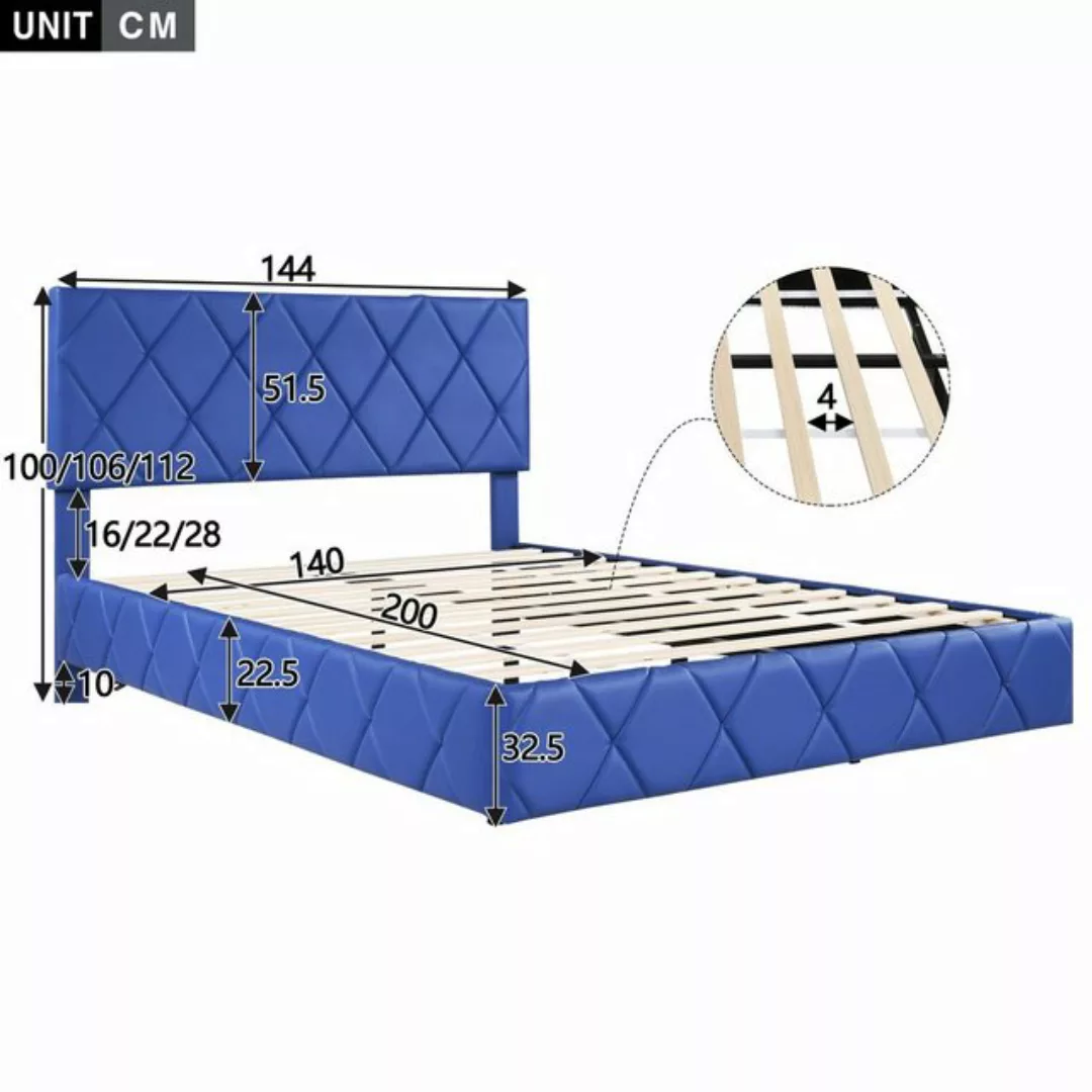Ulife Polsterbett Gästebett Bett Doppelbett Schwebebette PU-Material, mit L günstig online kaufen