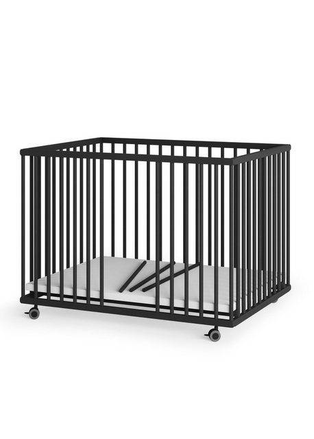 Sämann Babybett Laufgitter 75x100 cm mit Schlupfsprossen & Lattenrost Black günstig online kaufen