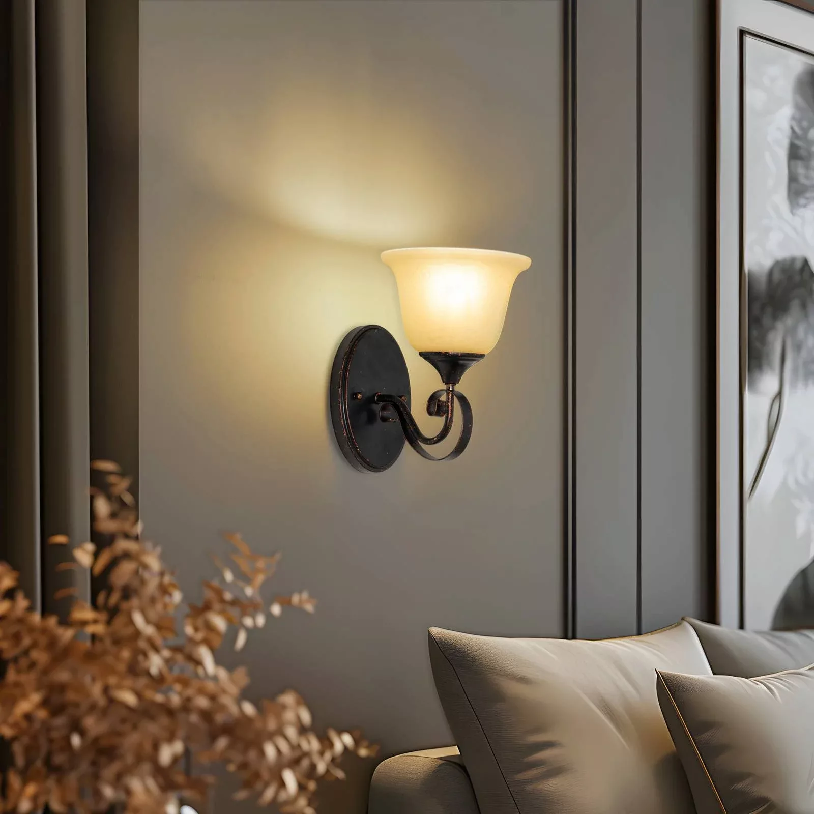 Wandlampe Svera im Landhausstil, E27 günstig online kaufen