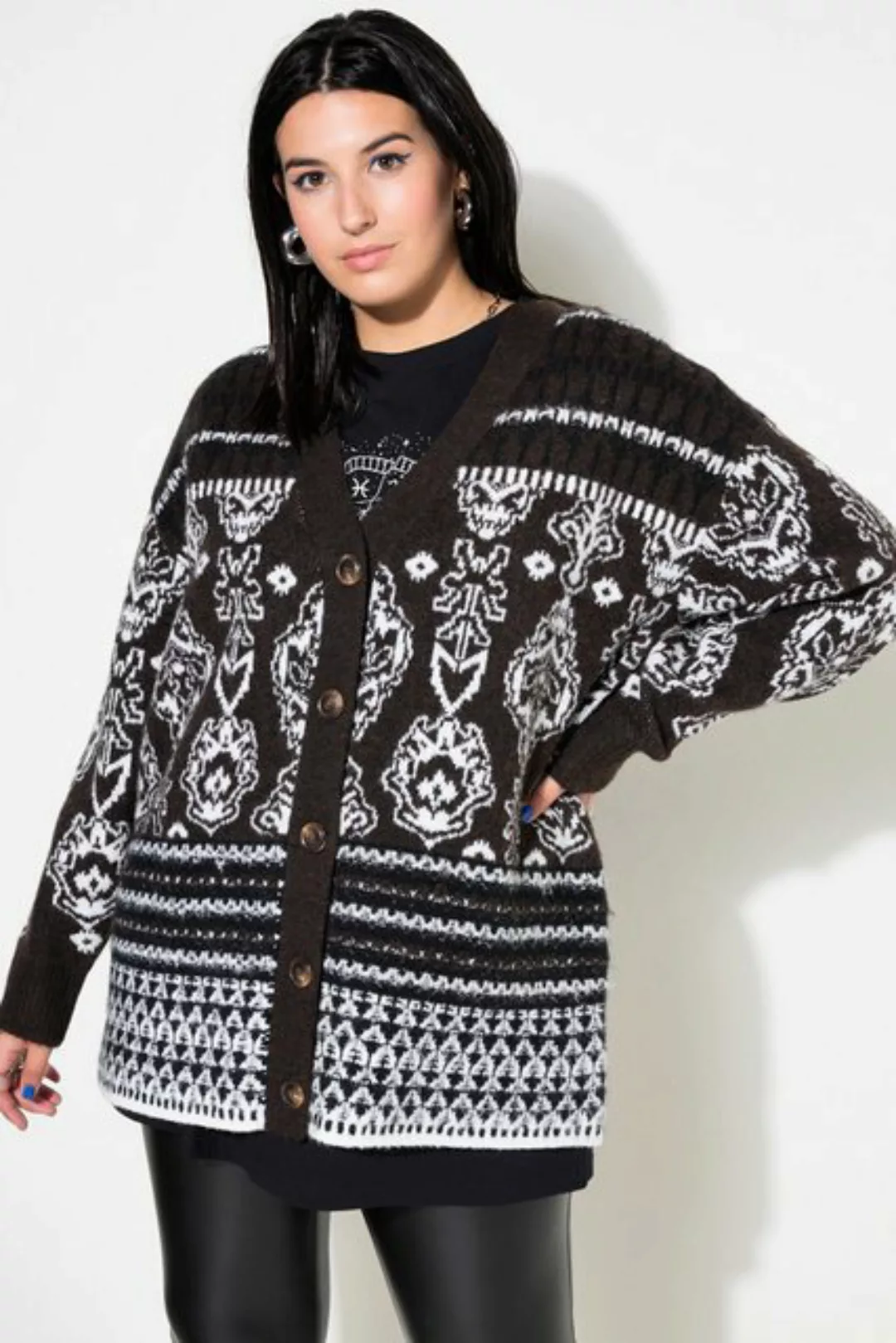 Studio Untold Strickjacke Strickjacke oversized Jacquard-Mustermix günstig online kaufen