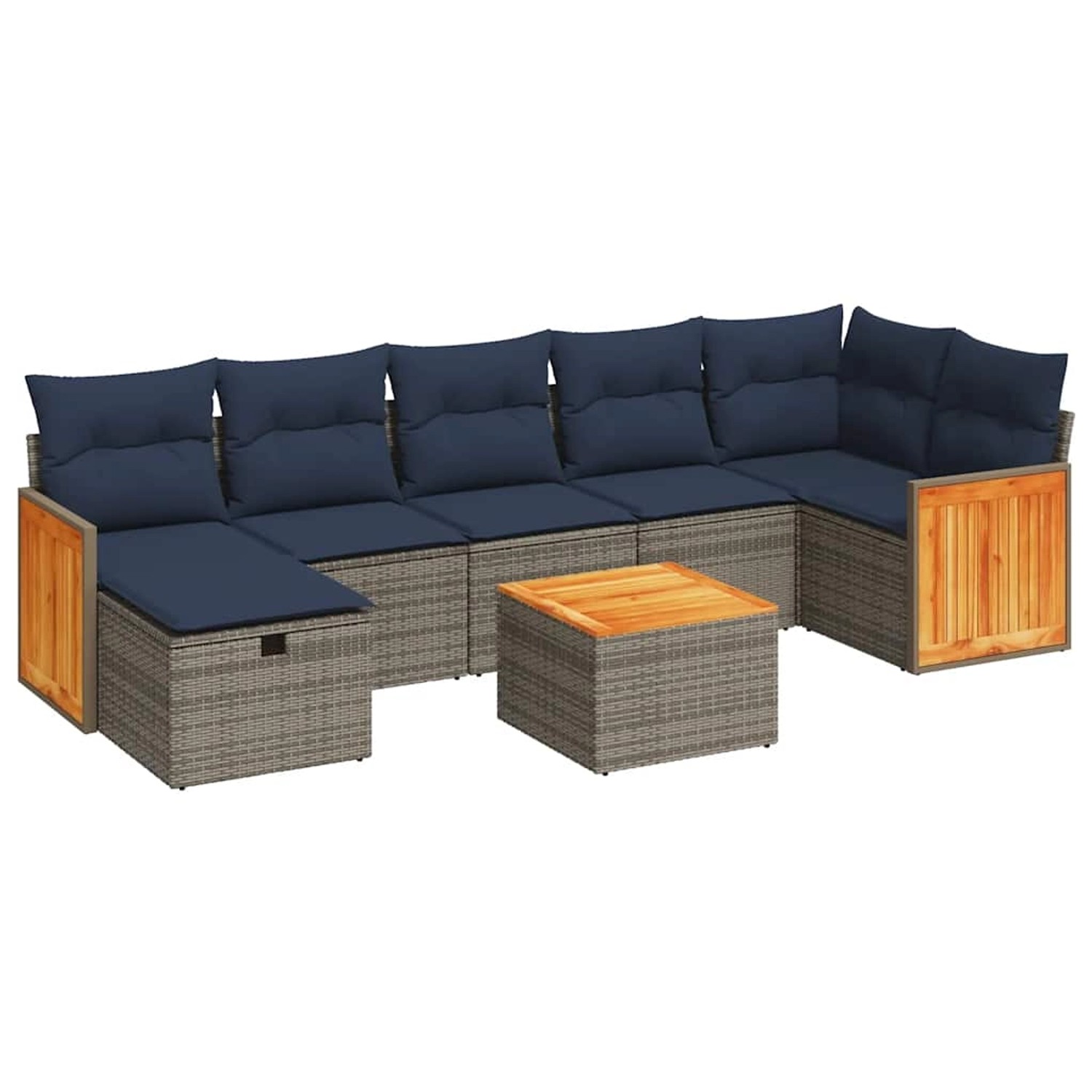 vidaXL 8-Tlg Garten-Sofagarnitur mit Kissen Grau Poly Rattan 3326051 günstig online kaufen