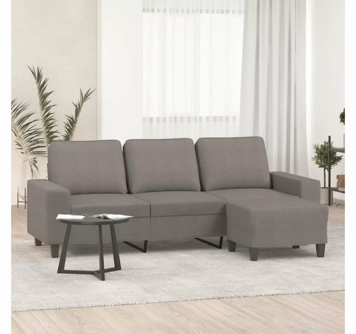 vidaXL Sofa 3-Sitzer-Sofa mit Hocker 180 cm Stoff, Taupe günstig online kaufen