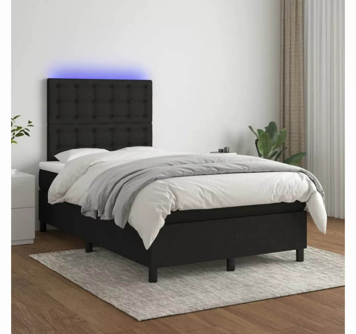 vidaXL Boxspringbett Boxspringbett mit Matratze LED Schwarz 120x200 cm Stof günstig online kaufen